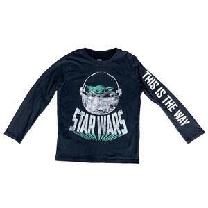 OLD NAVY Black Long Sleeve ‘Star Wars Baby Yoda’ T-Shirt Boys Size Large (10-12)